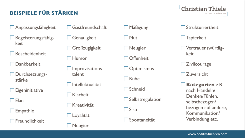 staerken liste - Positiv Führen || Christian Thiele