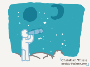 Awe – eine Person, die mit dem Fernrohr in die Sternennacht sieht Christian Thiele | positiv-fuehren.com